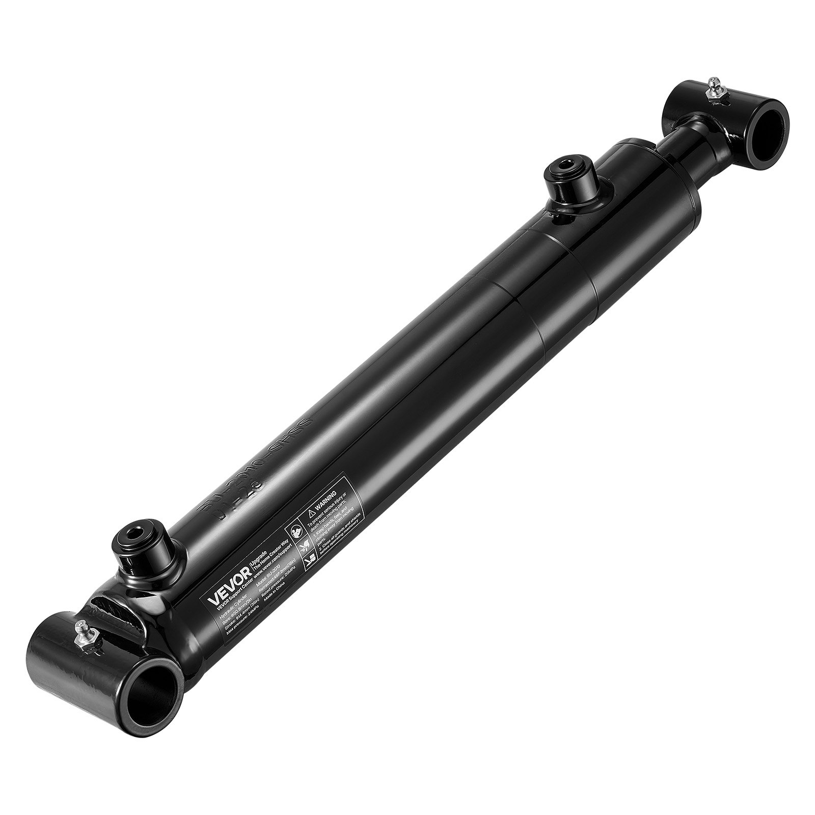 VEVOR dubbelwerkende hydraulische cilinder met 50,8 mm boring, 254 mm slag, tot 3500 psi, zwaar uitgevoerde gelaste cilinder met kruisbuis, 25,4 mm penopening en SAE-6 aansluiting voor landbouwmachines, zwart