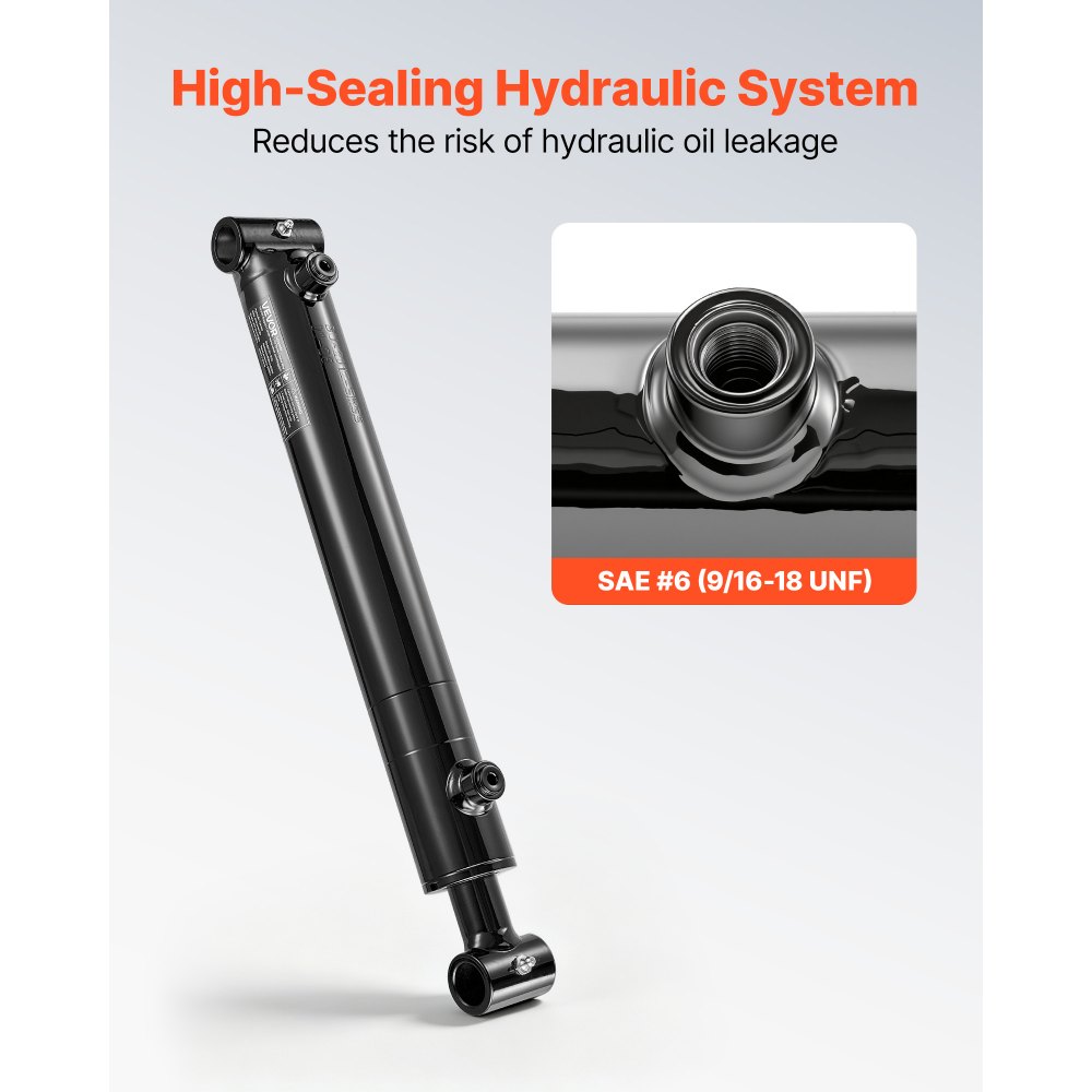 VEVOR dubbelwerkende hydraulische cilinder met 50,8 mm boring, 305 mm slag, tot 3500 psi, zwaar uitgevoerde gelaste cilinder met kruisbuis, 25,4 mm penopening en SAE-6 aansluiting voor landbouwmachines, zwart
