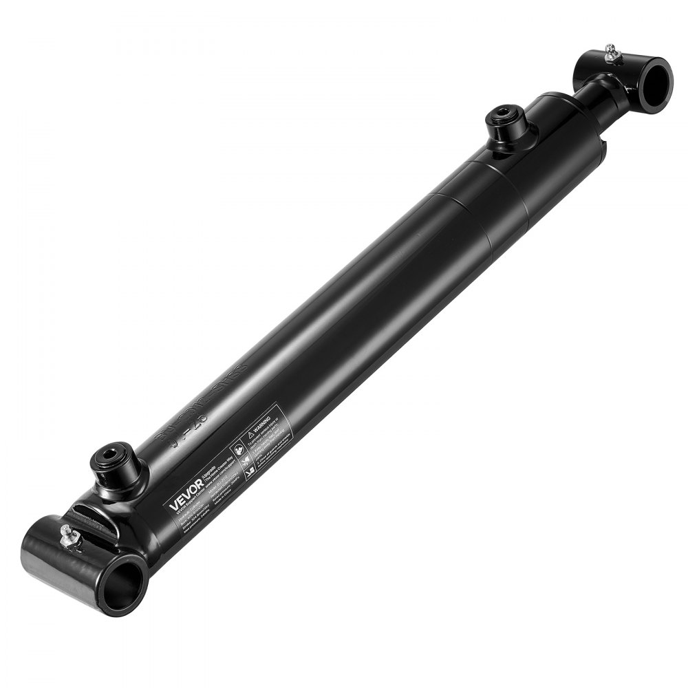 VEVOR dubbelwerkende hydraulische cilinder met 50,8 mm boring, 305 mm slag, tot 3500 psi, zwaar uitgevoerde gelaste cilinder met kruisbuis, 25,4 mm penopening en SAE-6 aansluiting voor landbouwmachines, zwart