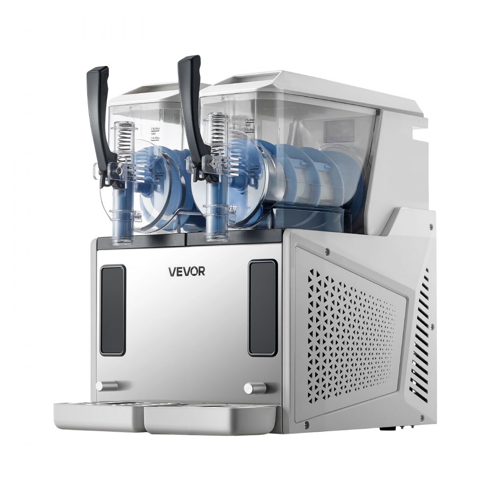 VEVOR Slushmachine 2 x 3 L, slush-ijsmaker 450 W (geen ijs nodig), elektrische margarita-machine met zelfreinigende functie, geschikt voor bevroren margarita's, frappés, milkshakes en shakes.