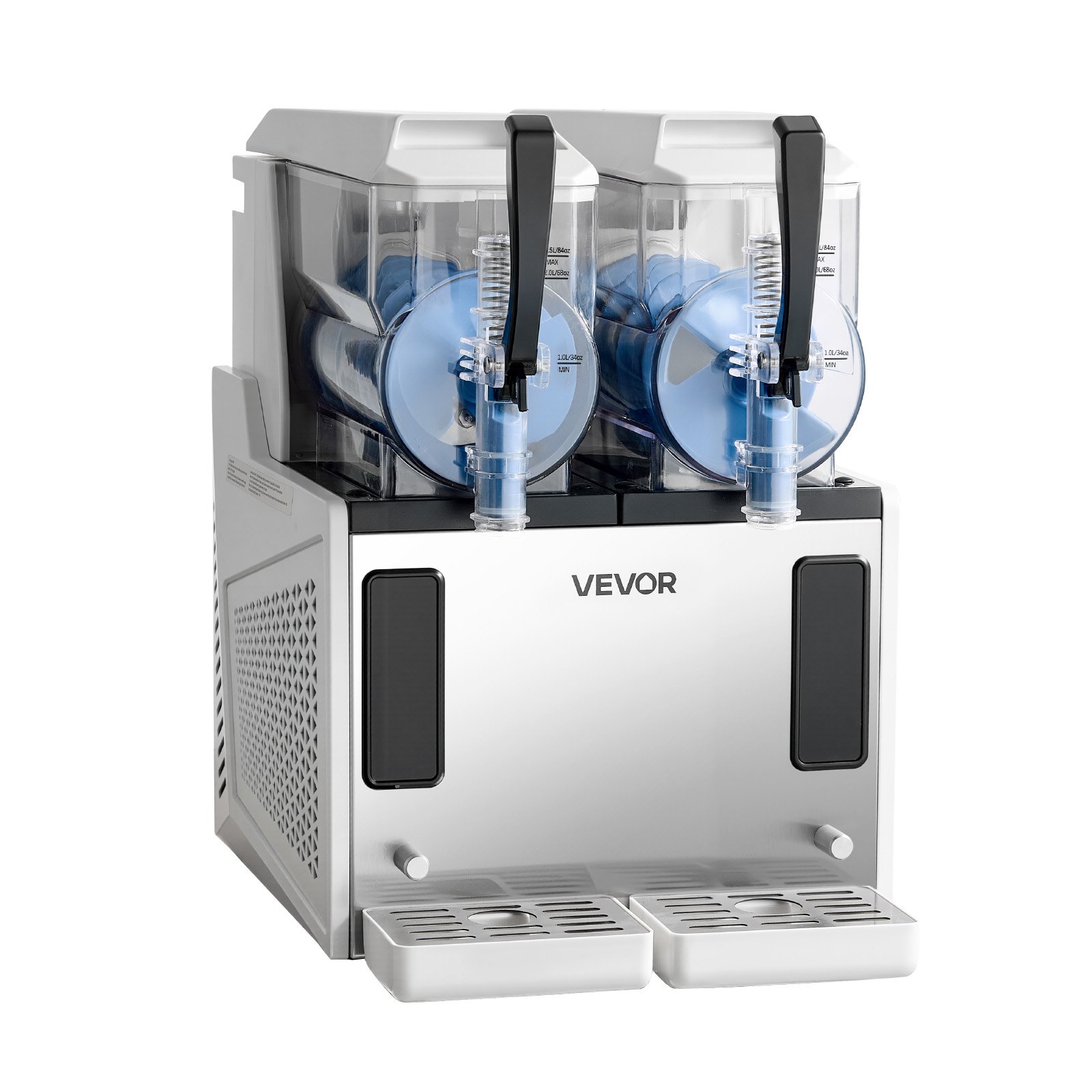 VEVOR Slushmachine 2 x 3 L, slush-ijsmaker 450 W (geen ijs nodig), elektrische margarita-machine met zelfreinigende functie, geschikt voor bevroren margarita's, frappés, milkshakes en shakes.