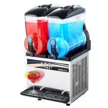 VEVOR Commerciële Bevroren Drankmachine, 15L x 2 Slushmachine met Twee Tanks, 120 Kopjes Roestvrijstalen Margarita Smoothiemachine, Slushmaker voor Thuisfeesten Restaurants Cafés Bars
