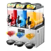 VEVOR Commerciële Slush IJsmachine 45L Slushie Maker met 3 Tanks, Roestvrijstalen Crushed Ice Machine voor 180 Glazen Margarita's en Smoothies, IJsmachine voor Thuisgebruik, Catering, Cafés en Bars