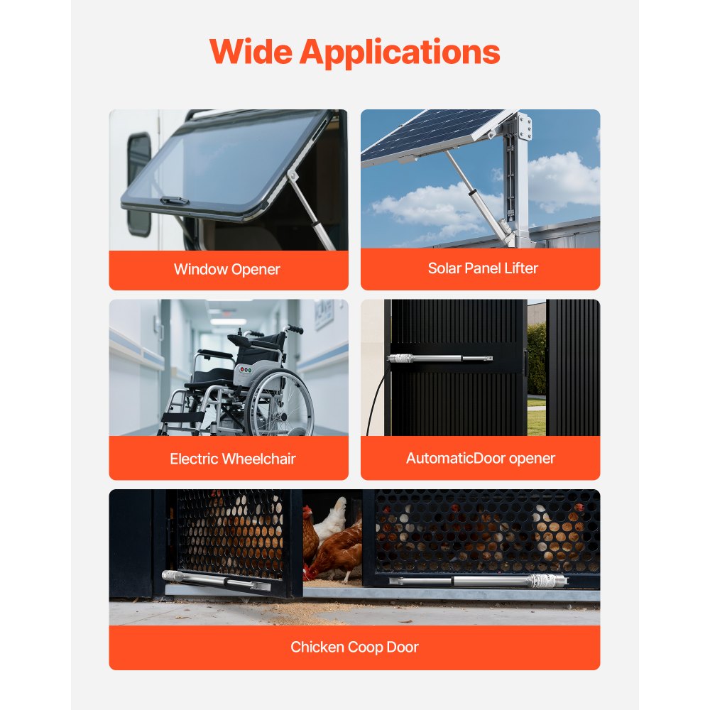 VEVOR 12V Linear Actuator, 8 Inch Stroke 0.6"/s High-Speed Linear Motion Actuator, 225lbs/1000N with IP54 Protection & Mounting Bracket for Lift Desk, Recliner Chairs, Window Door Opener