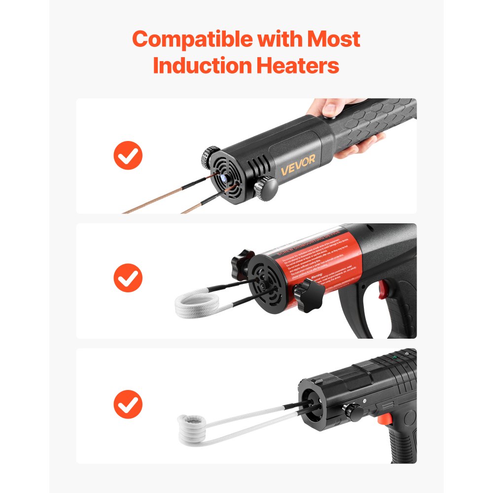 VEVOR 10-delige magnetische inductieverwarmingsspoel, mini-verwarmingsspoelset met flexibiliteit en lange levensduur, voor het verwijderen van roestige schroeven en moeren, 8 spoelen + 1 U-vormig + 1 vrije vorm
