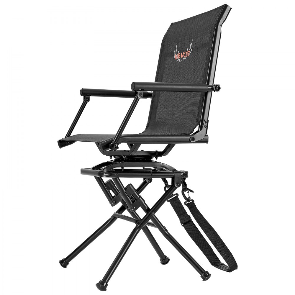 VEVOR Opvouwbare stoel Kampeerstoel Visstoel met armleuningen & stalen frame & verstelbare draagriem Opvouwbare stoel Tuinstoel (draagvermogen 136 kg) 360° Stil draaibaar, voor picknick Tuin Buiten