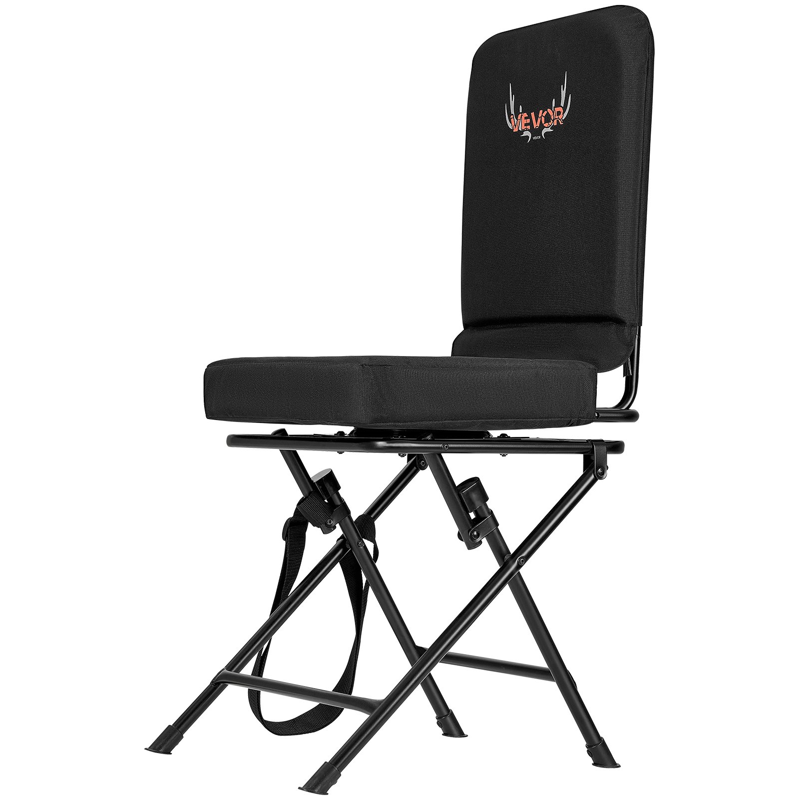 VEVOR Opvouwbare kampeerstoel, visstoel met rugleuning en verstelbare schouderriem, opvouwbare tuinstoel (draagvermogen 136 kg), 360° stille rotatie voor picknick, tuin, buiten, zwart
