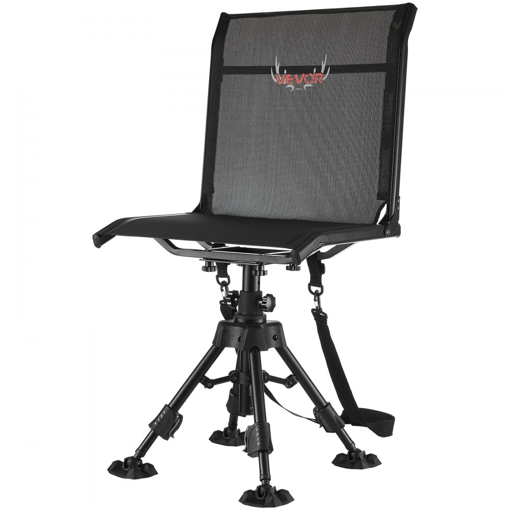 VEVOR Opvouwbare kampeerstoel, visstoel met stalen frame, in hoogte verstelbare opvouwbare tuinstoel (draagvermogen 158 kg), 360° stil draaibaar, 420-625 mm (zithoogte) voor picknick, tuin, buiten