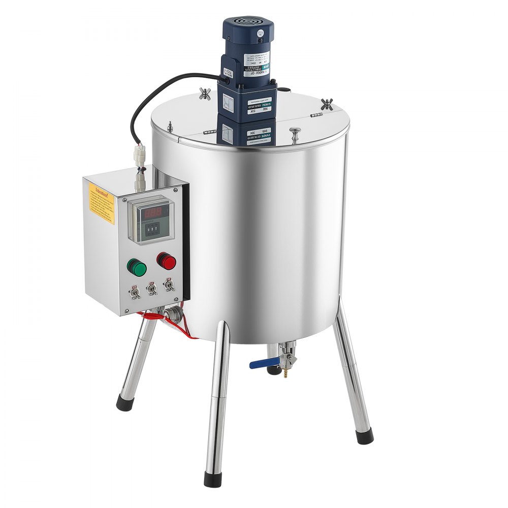 VEVOR elektrische vulmachine, flessenvulmachine met trechter van 30 liter, vulsysteem voor kaarsenwas en cosmetica, roestvrijstalen behuizing, verwarmings- en mengfunctie, temperatuurregeling, T-vormig mengmes