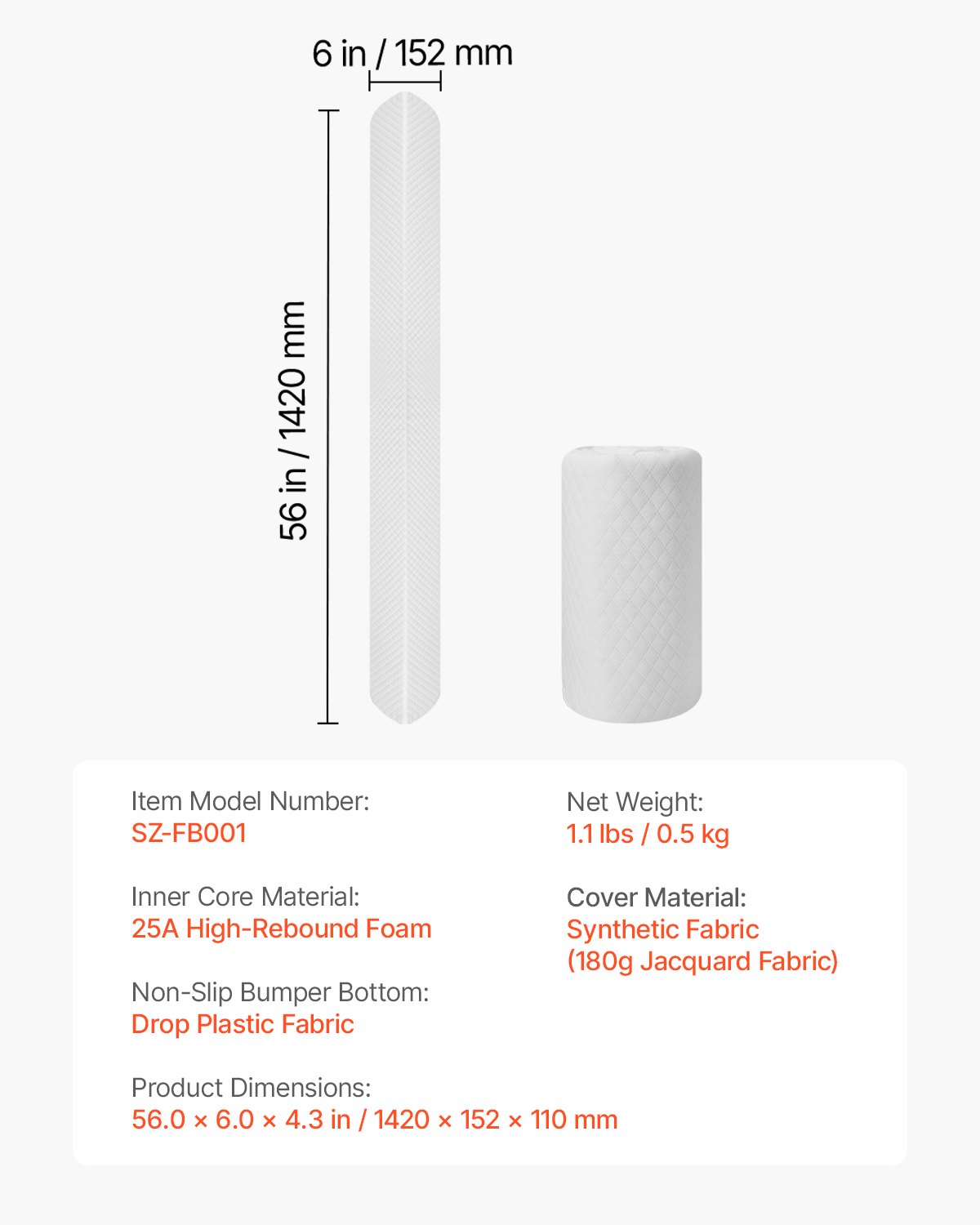 VEVOR Toddlers Bed Bumper, 56-inch Non-Slip Bed Rail Bumper, High-Rebound Foam Bedrail Guard for Toddlers with Machine-Washable Cover for Twin, Full, Queen & King Beds, Lightweight and Travel-Friendly