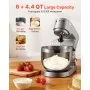 VEVOR Staande Mixer/Foodprocessor voor Bakken, 1500W Deegmachine met Roestvrijstalen Kom (5,7L) & Deeghaak & Klopper & Garde, 10 Snelheden Kantelbare Mixer