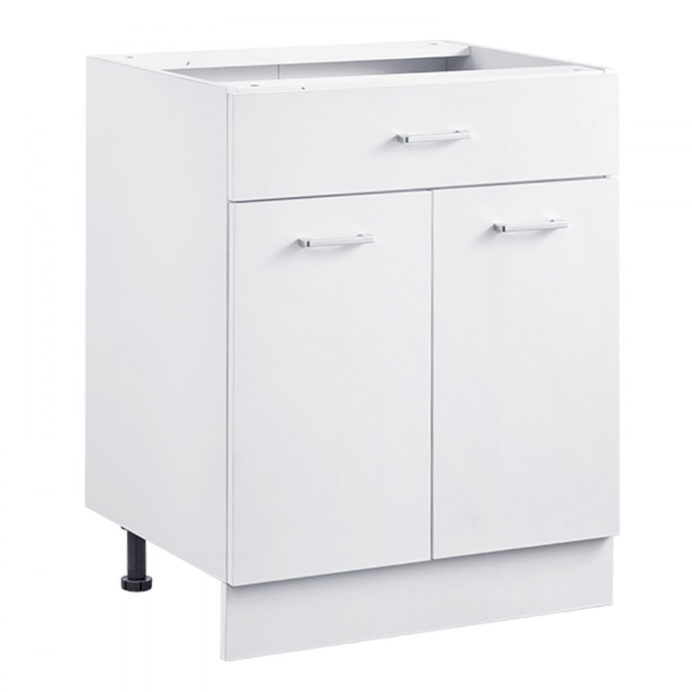 VEVOR witte onderkast (600 x 477 x 816 mm) met lade, ongemonteerde ladekast, zelf te monteren kast met soft-close deuren en verstelbare plank, voor thuis en op kantoor
