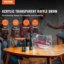 VEVOR Acrylic Raffle Drum, Holds 2500 Tickets or 100 Raffle Balls, Professional Raffle Ticket Spinning Cage with 2 Keys, Transparent Lottery Spinning Drawing, Raffle Ticket Box for Lottery Games Bingo