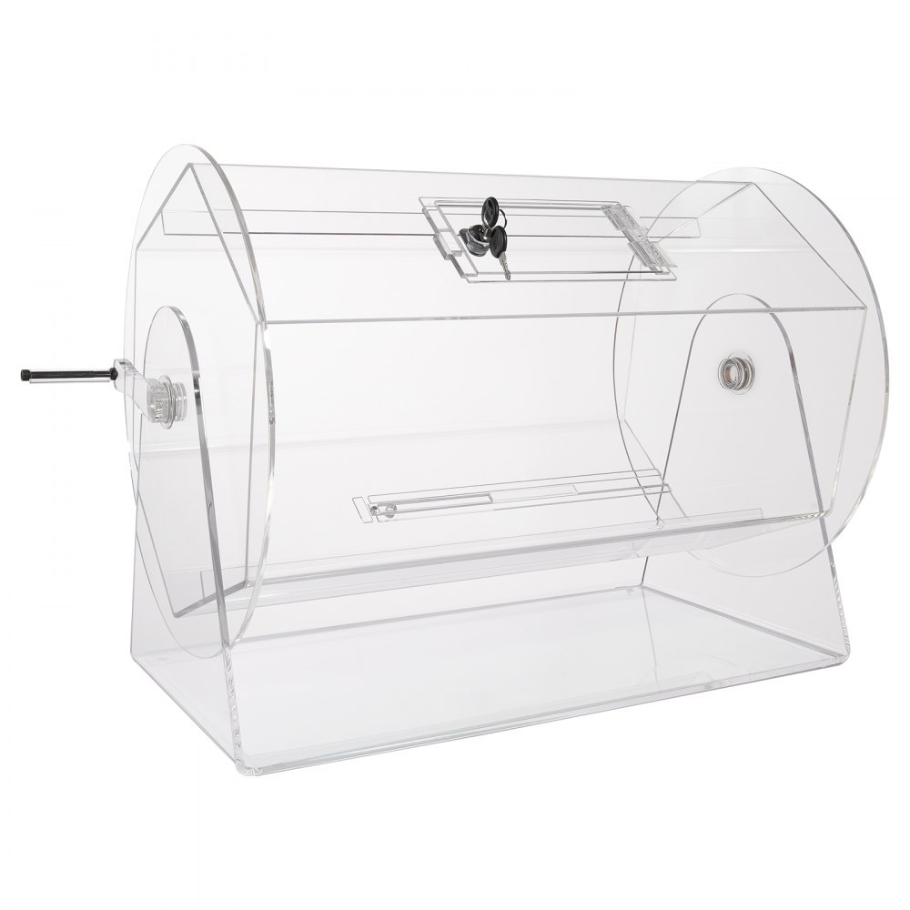 VEVOR Acrylic Raffle Drum, Holds 10000 Tickets or 300 Raffle Balls, Professional Raffle Ticket Spinning Cage with 2 Keys, Transparent Lottery Spinning Drawing, Raffle Ticket Box for Lottery Games Bing