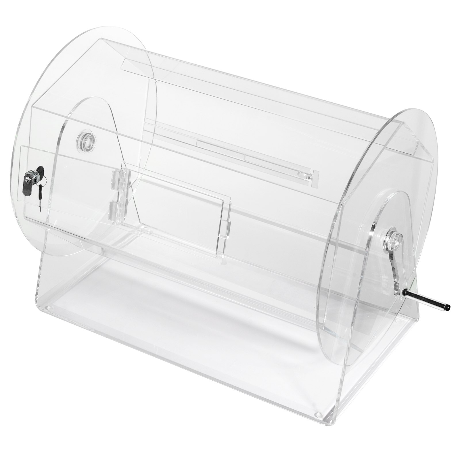 VEVOR Acrylic Raffle Drum, Holds 10000 Tickets or 300 Raffle Balls, Professional Raffle Ticket Spinning Cage with 2 Keys, Transparent Lottery Spinning Drawing, Raffle Ticket Box for Lottery Games Bing