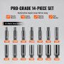 VEVOR Impact Sockets Set 14PCS 6-Point 1/4" Deep Socket Set Metric 4-15mm Cr-Mo