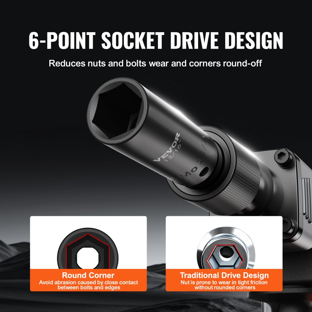 VEVOR 3/8 & 1/2 inch slagmoersleutelset, 59-delige doppenset SAE 5/16 tot 1-1/4 inch en metrisch 6-32 mm, 6-punts Cr-Mo-gelegeerd staal voor autoreparatie