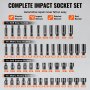 VEVOR Impact Sockets Set 55pcs 6-Point 1/4" Drive Bit Ratchet Tool Kit Case