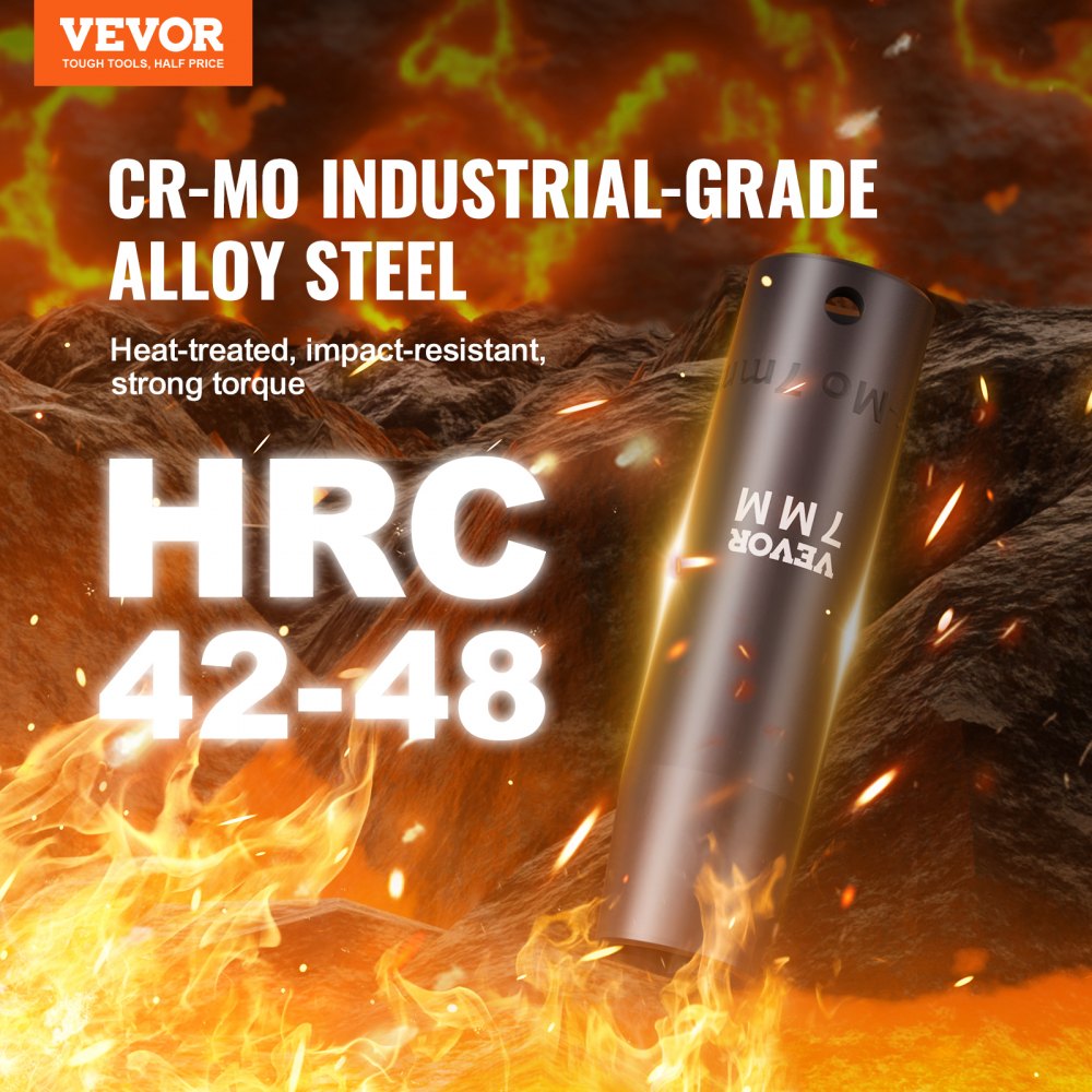 VEVOR 1/2 inch dopsleutelset CR-V gelegeerd staal 9-delige dopsleutelset 29-38 mm diepe doppen slagmoersleutel, HRC 42-48 dopsleutel inclusief gereedschapskoffer, metrische schroefverwijderaar