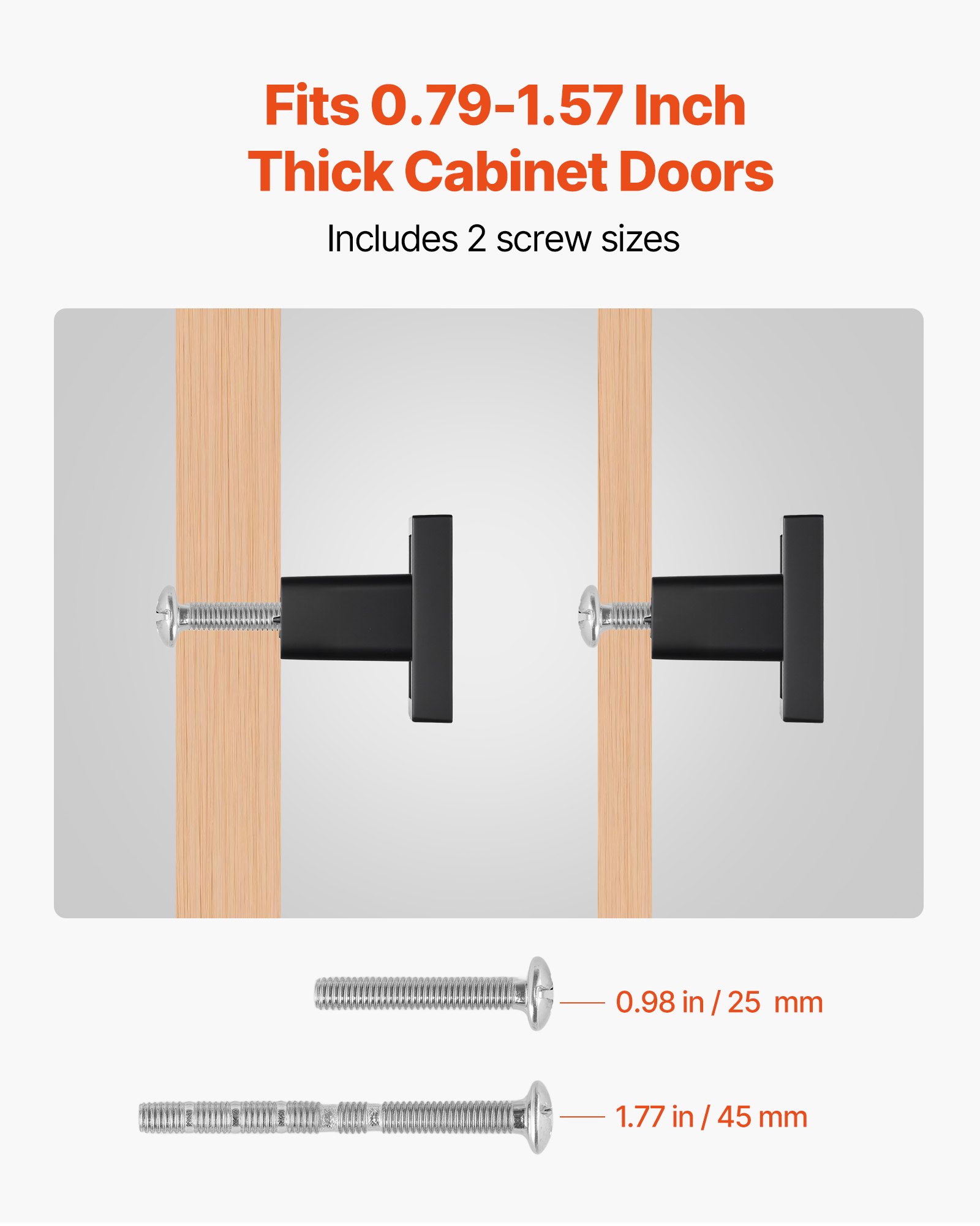 VEVOR meubelknoppen, 10 stuks, 1,25 inch zwarte zinklegering kastknoppen, vierkante massieve keukenknoppen, ladeknoppen met schroeven voor badkamer, kasten, laden, keuken