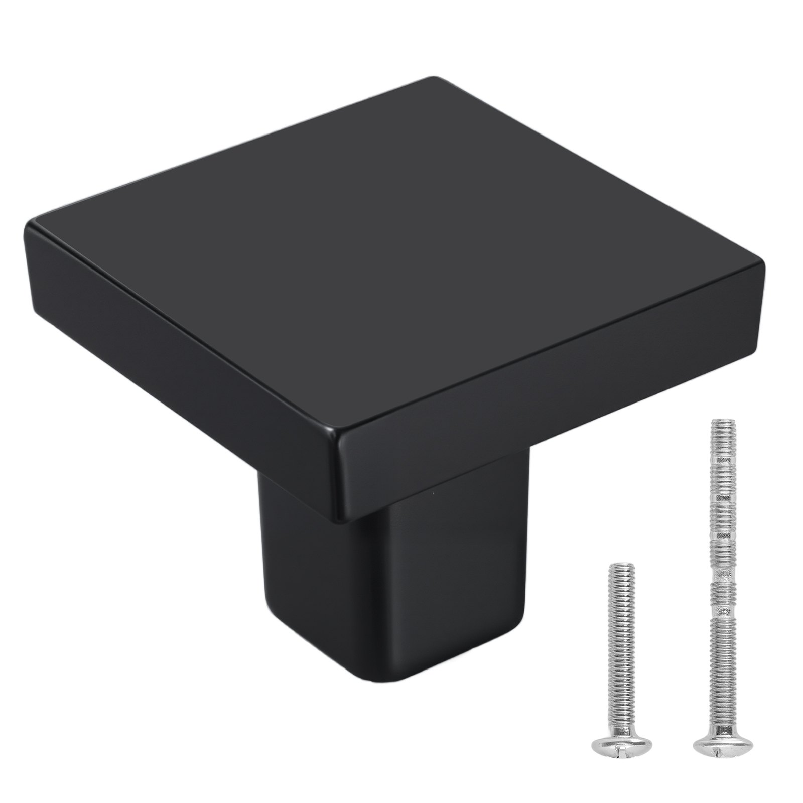 VEVOR meubelknoppen, 10 stuks, 1,25 inch zwarte zinklegering kastknoppen, vierkante massieve keukenknoppen, ladeknoppen met schroeven voor badkamer, kasten, laden, keuken