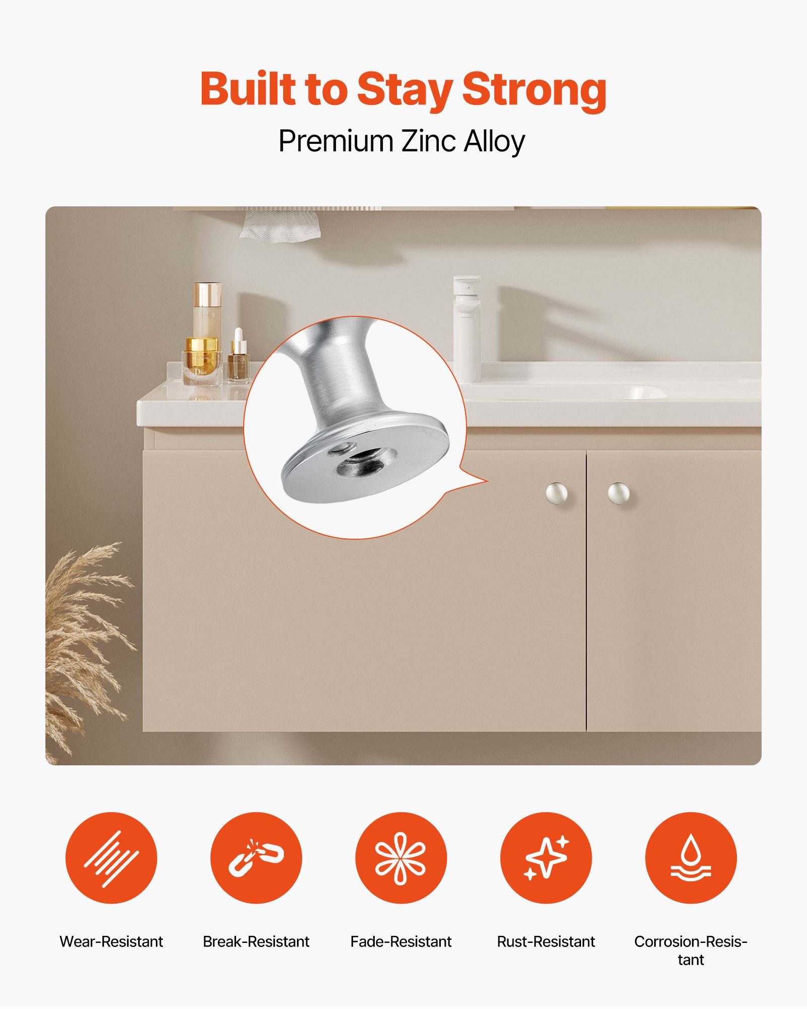 VEVOR Cabinet Knobs, 25 Pack, 1.1 Inch Zinc Alloy Drawer Pulls & Door Handles, Mushroom Kitchen Dresser Solid Knobs, Cupboard Hardware with Screws for Bathroom Closet Cabinets Drawers, Nickel Color