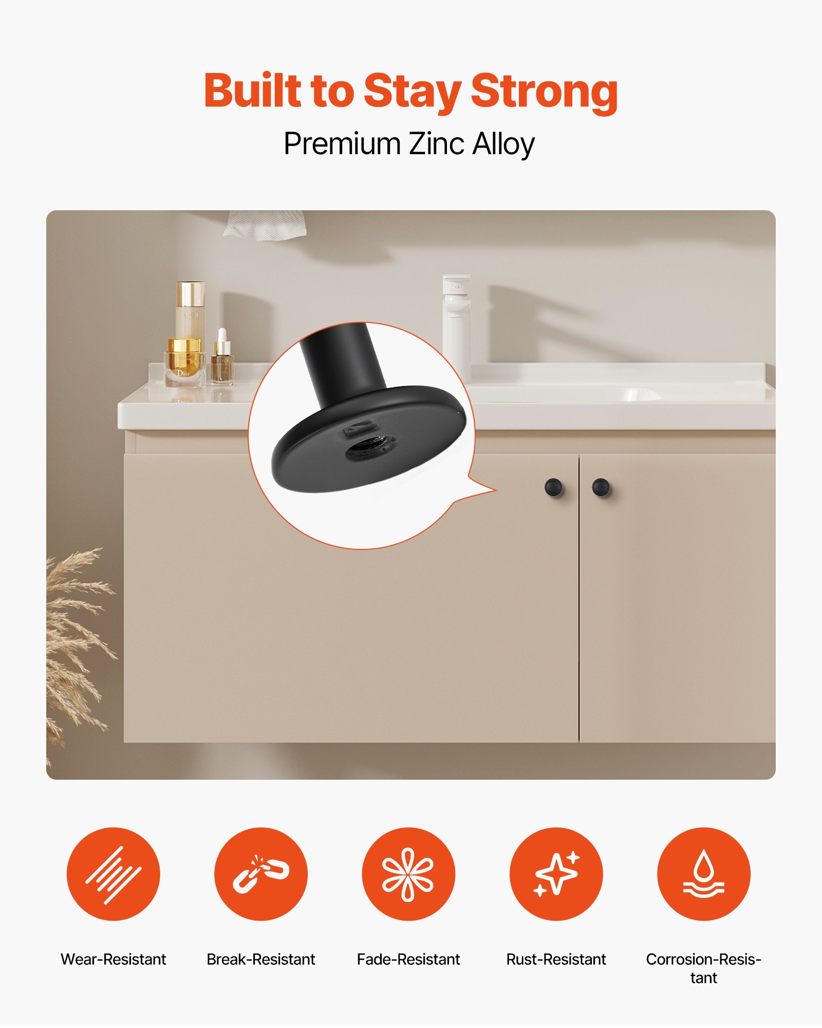 VEVOR meubelknoppen, 30 stuks, 31 mm, kastknoppen van zwarte zinklegering, massieve keukenknoppen, ladeknoppen, knop met schroeven voor badkamer, kasten, laden, keuken