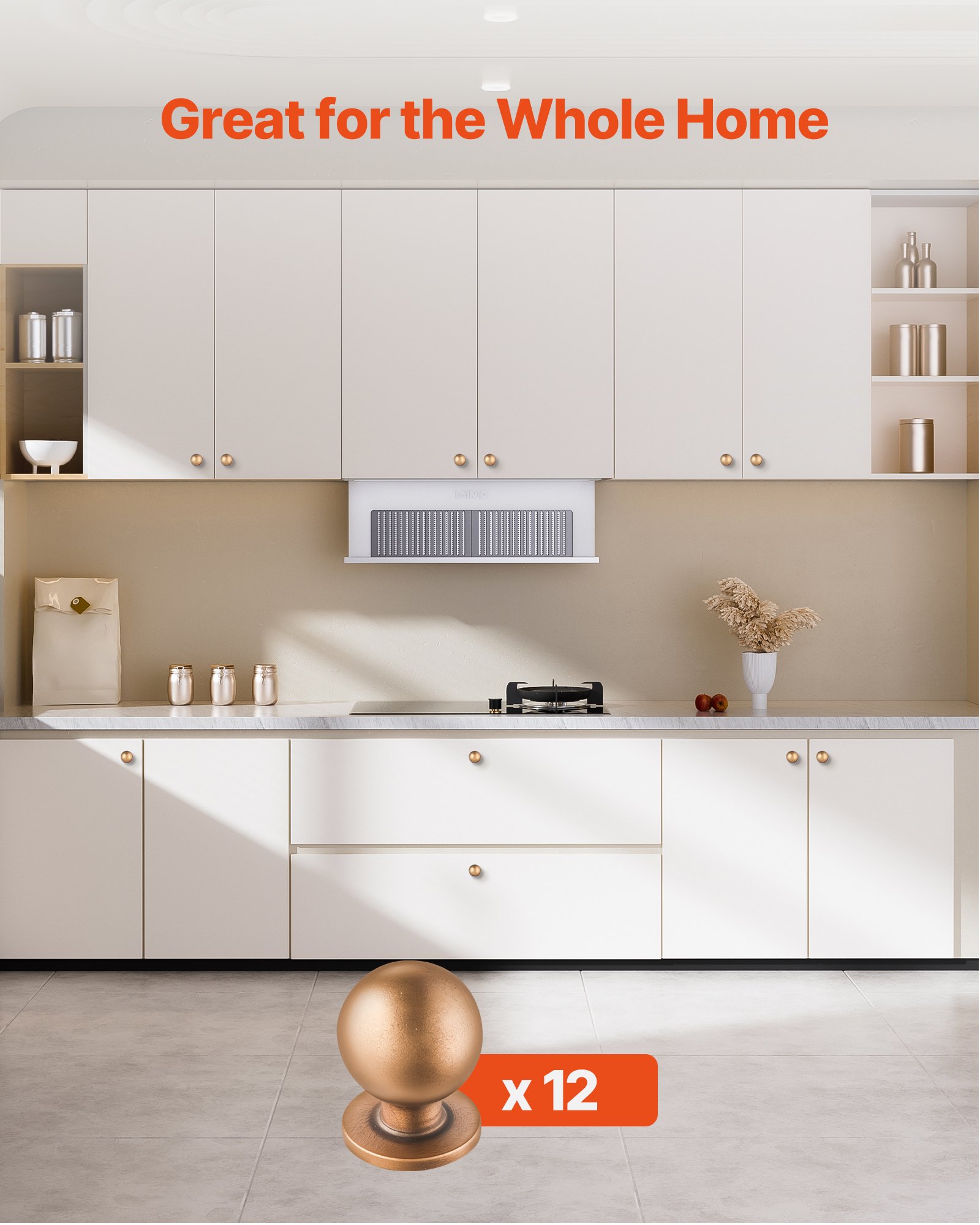 VEVOR Cabinet Knobs, 12 Pack, 0.98 Inch Zinc Alloy Drawer Pulls Door Handles, Round Kitchen Dresser Solid Knobs Cupboard Hardware with Screws for Bathroom Closet Cabinets Drawers, Antique Brass Color