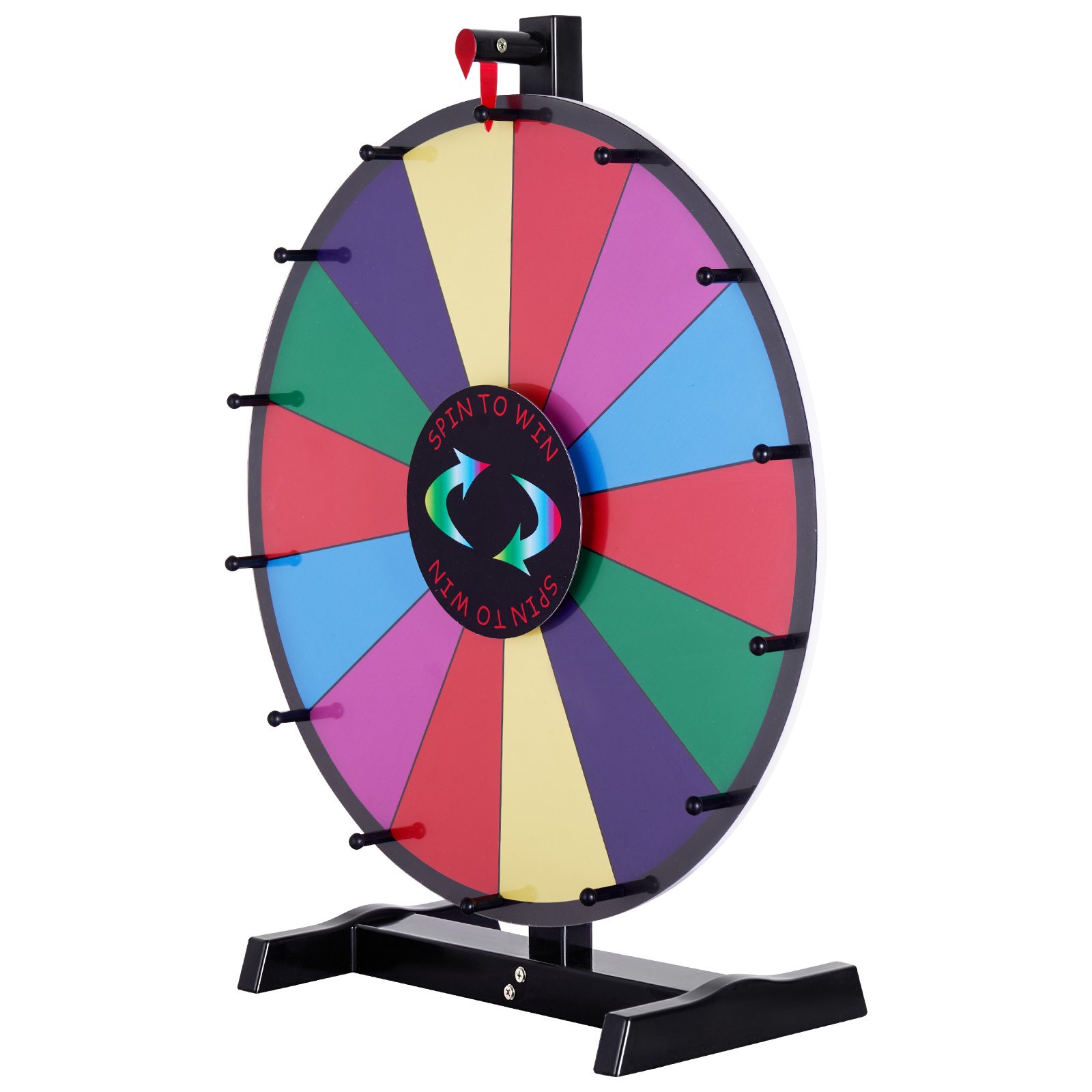 VEVOR 24-inch groot Rad van Fortuin, tafelmodel spinnewiel met 14 vakken, roulettewiel met whiteboard en 2 stiften, win Rad van Fortuin-spellen op feesten, in pubs, op kermissen en op kermissen