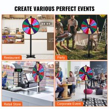 VEVOR 24 inch Spinning Prize Wheel, 14 Slots Spinning Wheel, Roulette Wheel with a Dry Erase and 2 Markers, Tabletop or Floor Standing Win Fortune Spin Games in Party Pub Trade Show Carnival