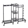 VEVOR Tuingereedschapsrek 1020x300x865mm Gereedschapshouder met wielen Zwart, Opbergrek voor garage, schuur of tuin, Stalen constructie, 3-in-1 met 3 opbergvakken, Stofzuigerhouder & Klemsysteem
