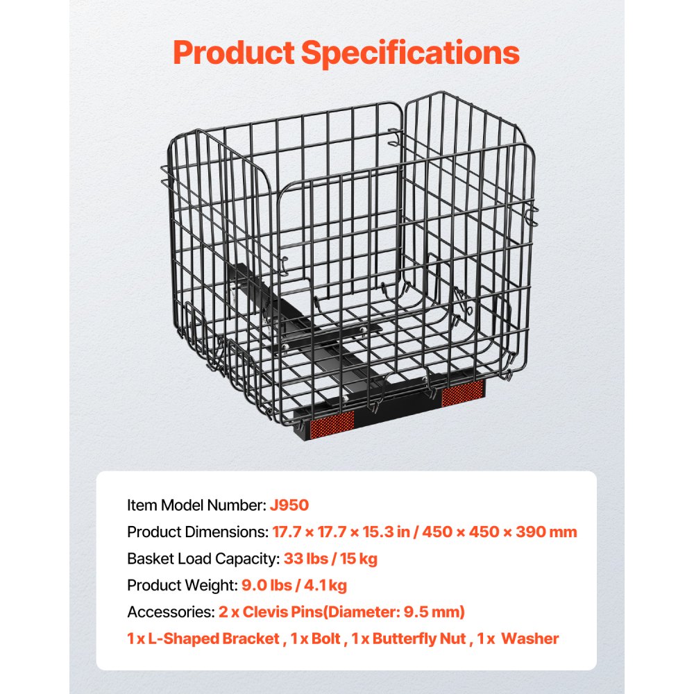 VEVOR Scootmobiel Achtermand, Achtermand, Robuuste en ruime bagagemand voor senioren, Werkt met 2,54 cm ontvanger, Compatibel met de meeste scootmobielen, Mobiliteitshulpmiddel 45 x 45 x 39 cm