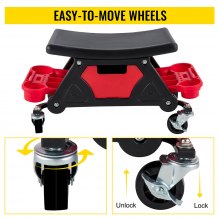 VEVOR Mechanic Stool 300 LBS Capacity Garage Stool with Wheels, Heavy Duty Rolling Mechanics Seat, with Three Slide Out Tool Trays and Drawer, Rolling Tool Seat for Automotive Auto Repair