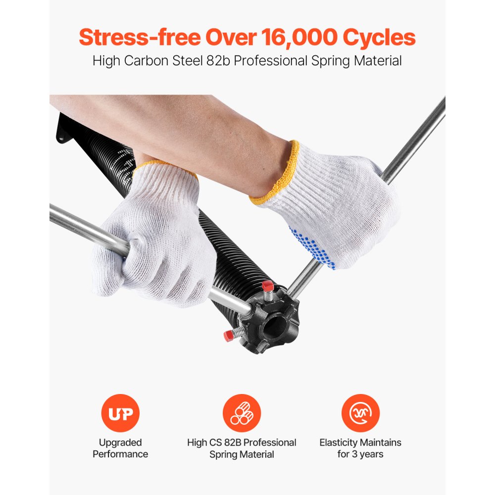 VEVOR Garagedeur Torsieveren (Φ 5,54 x Φ 50,8 x 668 mm) 16.000 cycli, zwart gecoat voor vervanging, garagedeurveren met antislip wikkelstangen, handschoenen en installatiesleutel