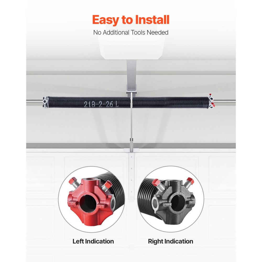 VEVOR Garagedeur Torsieveren (Φ 5,54 x Φ 50,8 x 668 mm) 16.000 cycli, zwart gecoat voor vervanging, garagedeurveren met antislip wikkelstangen, handschoenen en installatiesleutel