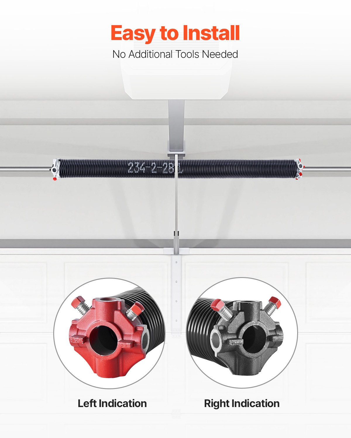 VEVOR Garage Door Torsion Springs, Pair of 0.234 x 2 x 28 in, 16000 Cycles, Electrophoresis Black Coated for Replacement, Garage Door Springs with Non-Slip Winding Bars, Gloves and Mounting Wrench