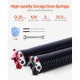 VEVOR Garage Door Torsion Springs, Pair of 0.25 x 2 x 31 in, 16000 Cycles, Electrophoresis Black Coated for Replacement, Garage Door Springs with Non-Slip Winding Bars, Gloves and Mounting Wrench