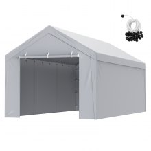 VEVOR carport garagetent, boven- en zijwand 3 x 6 m, garagetent afdakzeil, waterdicht en UV-beschermd, eenvoudige installatie met spanbanden, wit (frame niet inbegrepen)