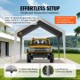 VEVOR Carport Garage Tent, 3 x 6 m, Garage Daktent, Waterdicht en UV-bestendig, Eenvoudige installatie met spanbanden, Grijs (Alleen dakbedekking, frame niet inbegrepen)