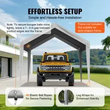VEVOR Carport Garagetent 3x6m Garagedaktent Waterdicht UV-beschermd Eenvoudige installatie met spanbanden Grijs (alleen dakbedekking, frame niet inbegrepen)