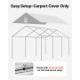 VEVOR Carport Replacement Canopy, 10 x 20 ft Potable Garage Tent Top Tarp, UV-Resistant & Waterproof Car Shelter Tarp, Heavy Duty Car Port Cover with Ball Buggees, Grey, Frame Not Included