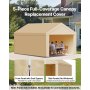 VEVOR Carport Vervangend Dak, 3,05 x 6,09 m, Garage Tent Cover met Zijwanden, UV-bestendig, Zware Autohoes met Ballennet, Beige, Frame Niet Inbegrepen