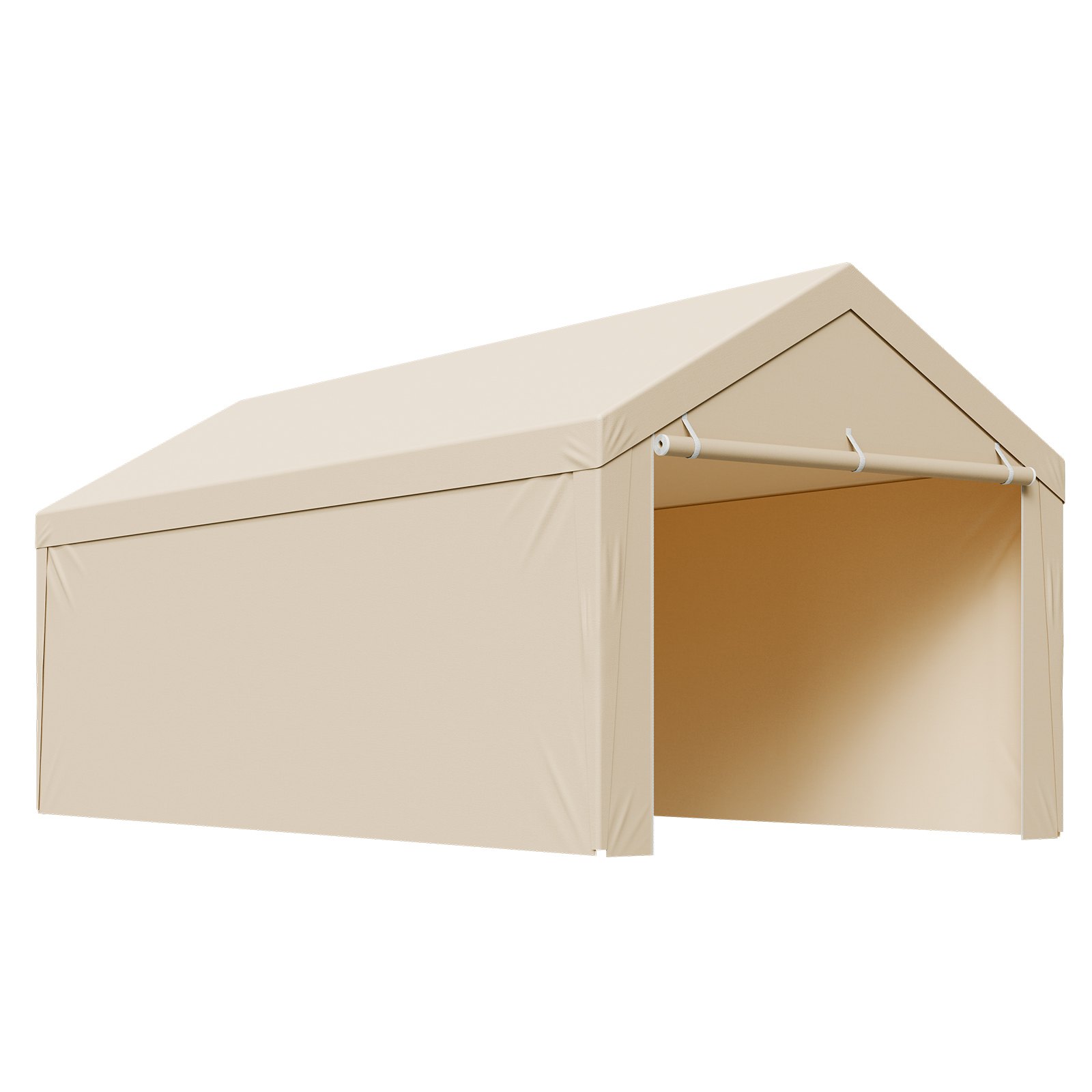 VEVOR Carport Vervangend Dak, 3,05 x 6,09 m, Garage Tent Cover met Zijwanden, UV-bestendig, Zware Autohoes met Ballennet, Beige, Frame Niet Inbegrepen