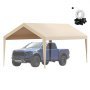 VEVOR Carport Garage Tent, 3 x 6 m, Garage Daktent, Waterdicht en UV-bestendig, Eenvoudige installatie met spanbanden, Beige (Alleen dakbedekking, frame niet inbegrepen)
