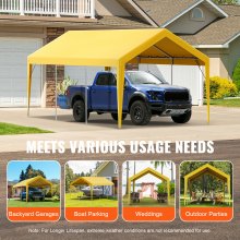 VEVOR Carport Garagetent 3x6m Garagedaktent Waterdicht UV-beschermd Eenvoudige installatie met spanbanden Beige (alleen dakbedekking, frame niet inbegrepen)