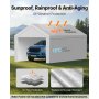 VEVOR Carport Replacement Canopy, 12 x 20 ft Potable Garage Tent Top Tarp with Sidewalls, UV-Resistant & Waterproof, Heavy Duty Car Shelter Tarp with Ball Buggees, Grey, Frame Not Included