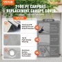 VEVOR carport canopy cover boasts thickened pe, high-density weaving, and heat-sealed aluminum eyelets.