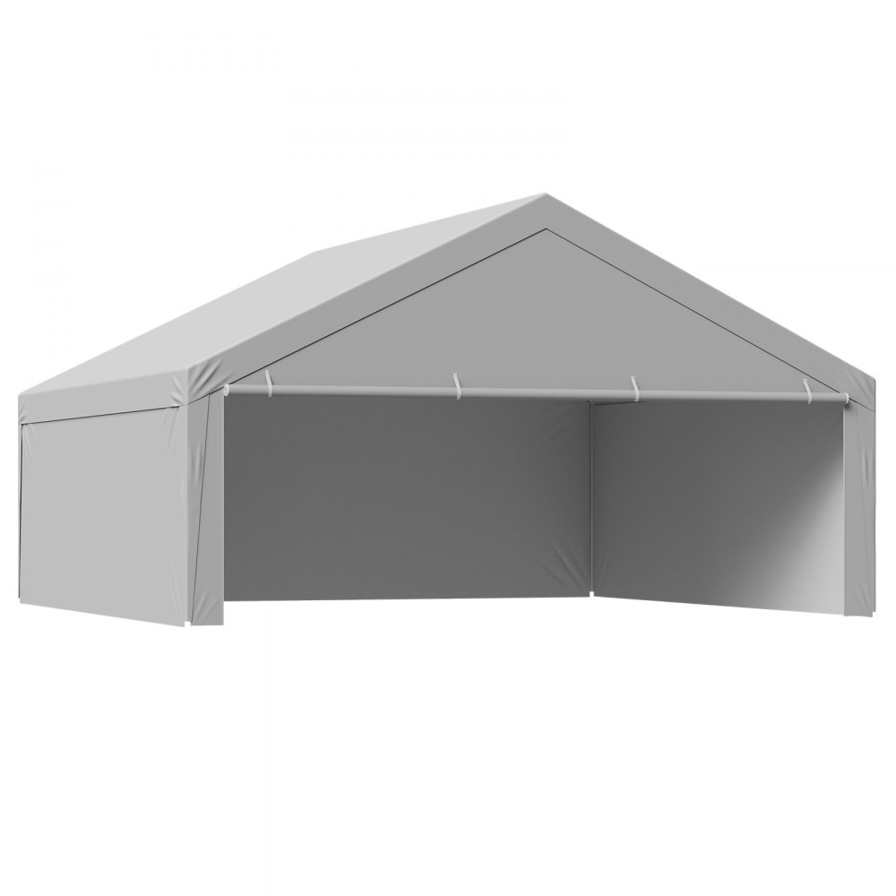 VEVOR Carport Vervangend Dak, 6x6 m, Draagbare Garagetent met Zijwanden, UV-bestendig, Zware Autohoes, Grijs, Frame Niet Inbegrepen