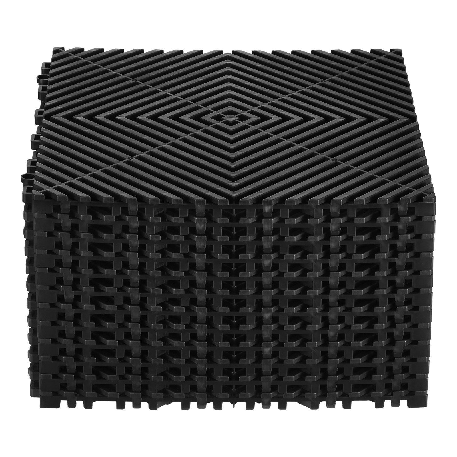 VEVOR Interlocking Drainage Mat 31 x 31 cm Modulaire Interlocking Matten, 12 stuks Interlocking Drainage Matten, Antislip Zwarte Vloertegels & Douchemat, voor Garage Tuin