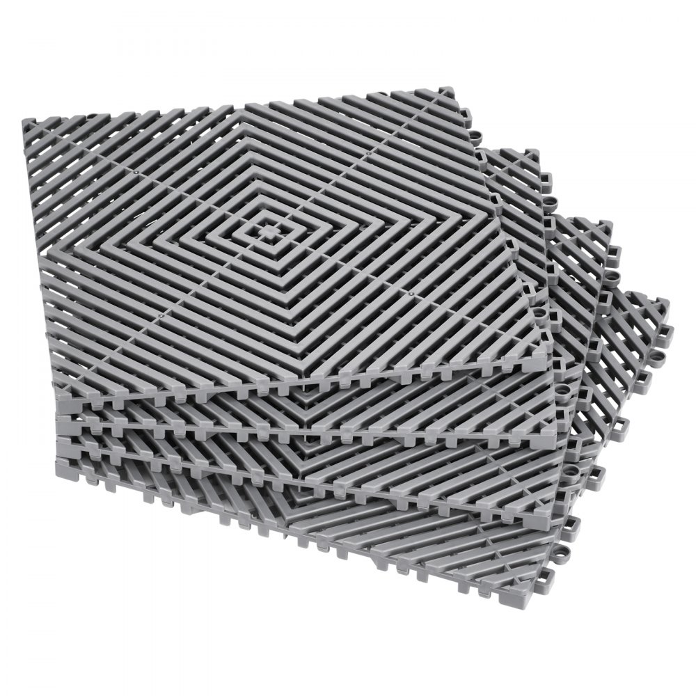 VEVOR Interlocking Drainage Mat Douchemat 31 x 31 cm Modulaire Interlock Vloermatten, 50 Stuks Splitsbare Drainagematten, Antislip Drainage Vloertegels, voor Garage Tuin Grijs